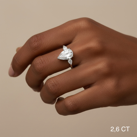 Inel logodnă trilogy moissanite pară 1-4 CT [7]