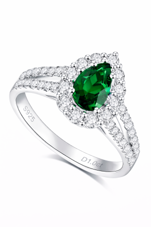 Inel de logodna smarald 1 CT para cu moissanite D VVS | halo si pave [2]