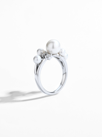 Inel cu Perle de Cultură AAAA și Moissanite D VVS | Argint Placat | Estera [2]