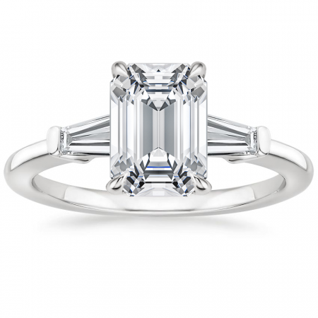 Inel Emerald set Tapered Baguette