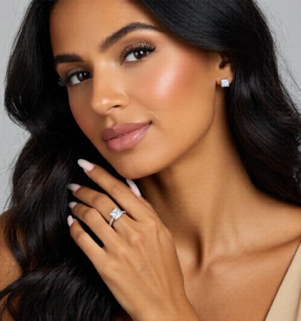 Inel Princess Hidden Halo Band Pave 1,4 CT [7]