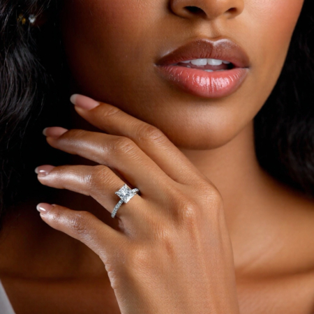 Inel Princess Hidden Halo Band Pave 1,4 CT [8]