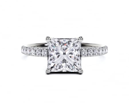 Inele de logodna - Inel Princess Hidden Halo Band Pave 1,4 CT