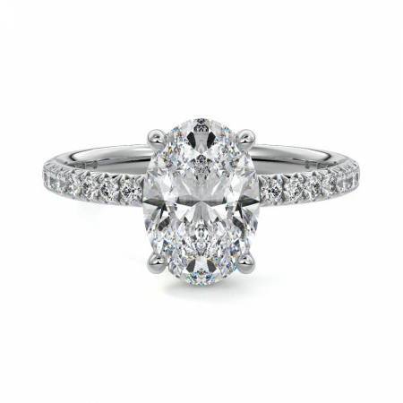 Inele de logodna - Inel Oval Hidden Halo Band Pave 1,4 CT