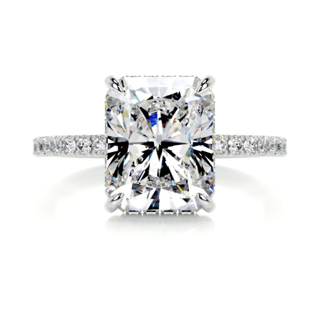 Inel de logodna cu moissanite radiant de 2,5 CT D VVS din aur sau platina