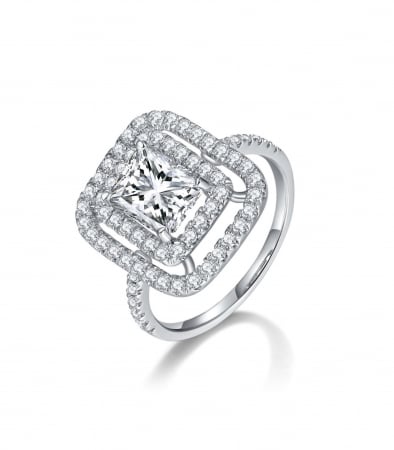 Inel Radiant Cut Double Halo Pave [1]