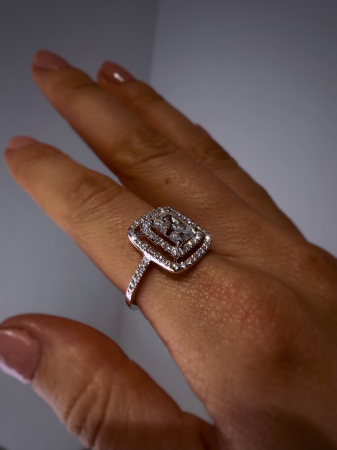 Radiant Cut Double Halo Pave Ring [7]
