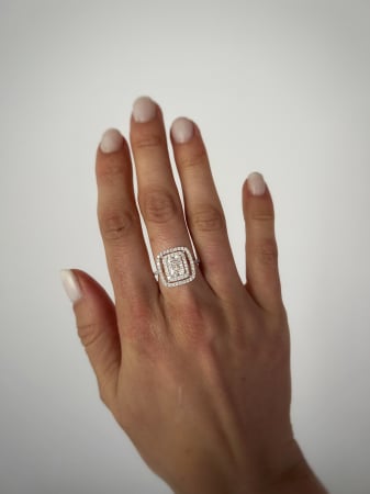 Inel Radiant Cut Double Halo Pave [4]