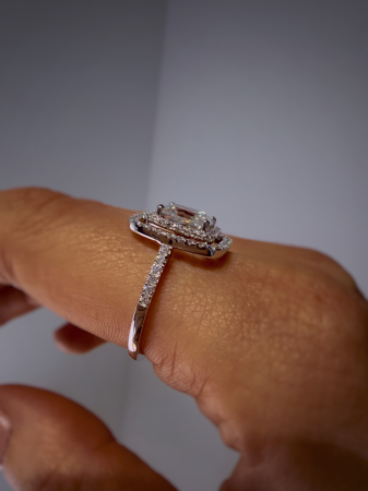 Radiant Cut Double Halo Pave Ring [8]