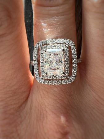 Inel Radiant Cut Double Halo Pave [3]