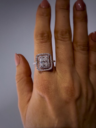 Radiant Cut Double Halo Pave Ring [6]