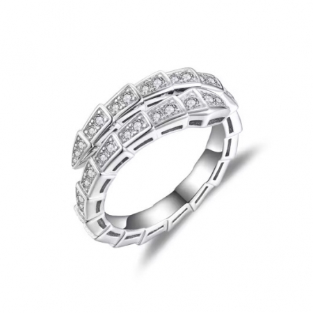 Argint - Inel Snake Moissanite model Bulgari