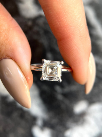 Inel Solitaire Asscher Hidden Halo 2,1 CT [6]