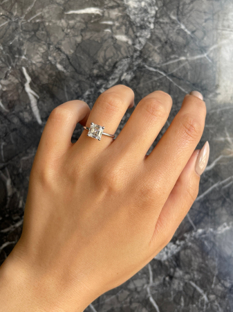 Inel Solitaire Asscher Hidden Halo 2,1 CT [4]