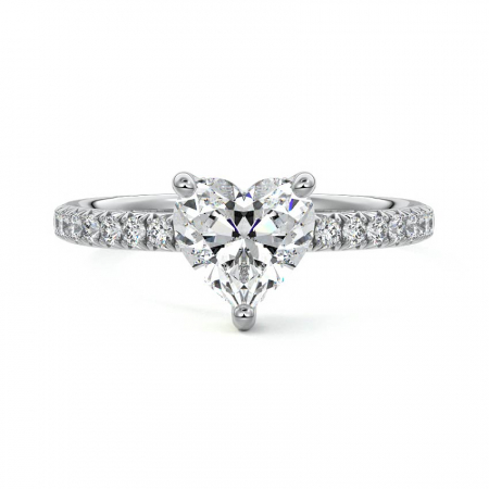 Inele de logodna - Inel Heart Hidden Halo Band Pave 1,4 CT