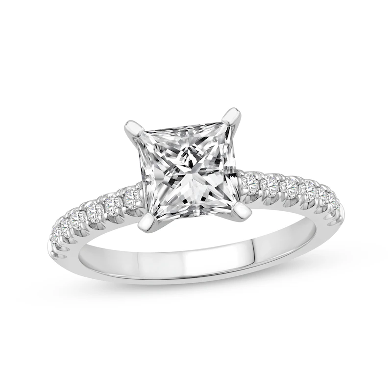 Inel Solitaire Princess Pave Band