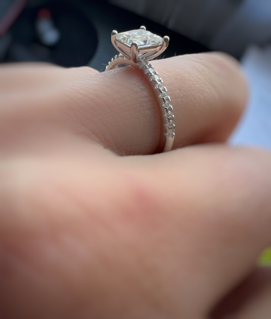 Inel Solitaire Princess Pave Band [6]