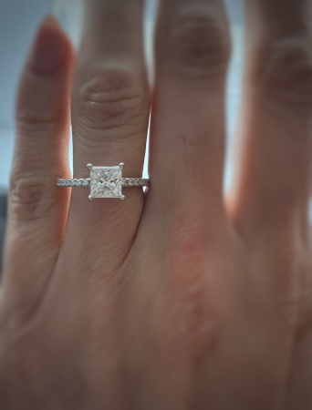 Inel Solitaire Princess Pave Band [7]