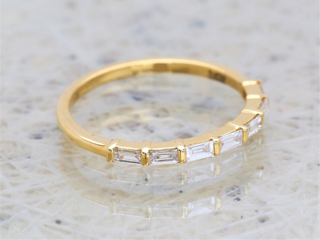 Inel semieternity cu moissanite tăietură baghetă 0.7 ct D VVS din aur sau platină [2]