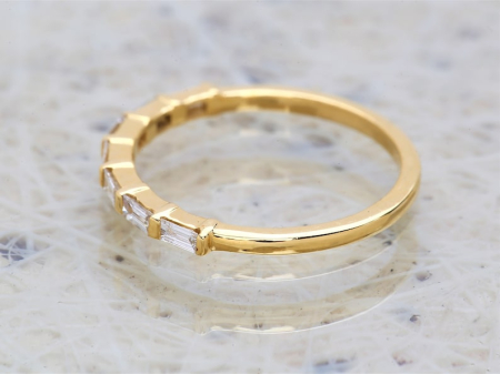 Inel semieternity cu diamante de laborator tăietură baghetă 0.7 ct E VVS din aur sau platină [5]