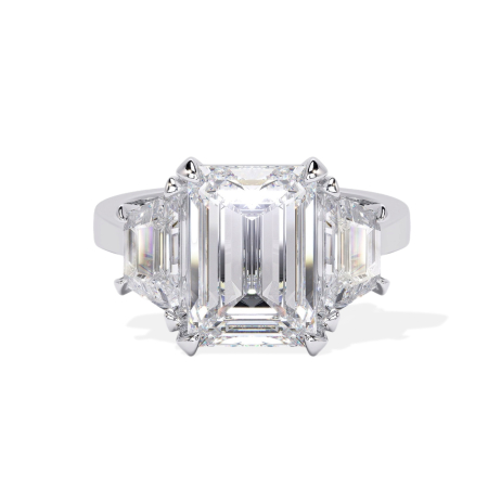 Gold - Engagement ring with 2.6 CT emerald moissanite trilogy model | Gold, Platinum