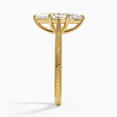 Inel de logodna vintage cu diamant de laborator 2 CT E VS milgrain si detalii florale | Aur, platina [7]