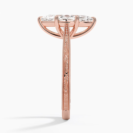 Vintage engagement ring with 2 CT D VVS moissanite, milgrain and floral details | Gold, platinum [8]