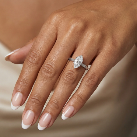 Vintage engagement ring with 2 CT D VVS moissanite, milgrain and floral details | Gold, platinum [9]