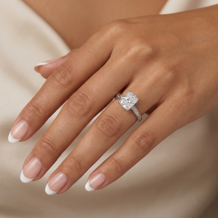 Inel Logodnă Diamant Laborator Radiant Vintage - Filigran si Milgrain | Estera Jewellery [5]