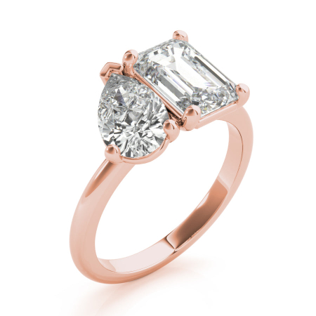 Inel Toi et Moi Emerald & Pear 2 CT Diamante de Laborator [9]