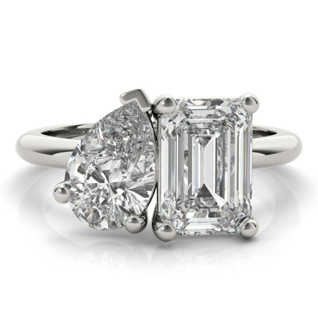 Inele de logodna - Inel Toi et Moi Emerald & Pear 2 CT Diamante de Laborator