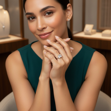 Inel Toi et Moi Emerald & Pear [5]