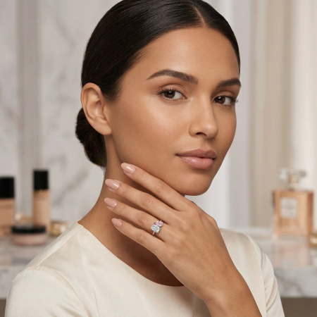 Inel de logodna Toi et Moi cu Diamante de Laborator Radiant și Pară Roz | Argint, Aur, Platina | Estera Jewellery [5]