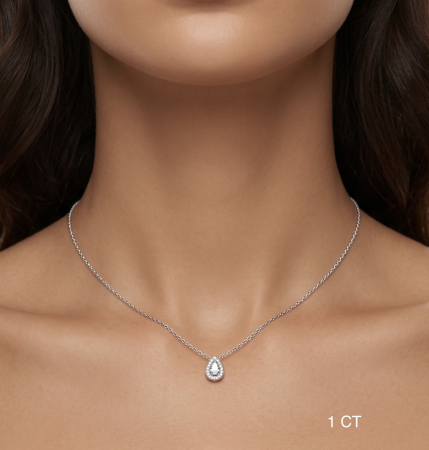 Lant din argint cu pandantiv Moissanite Para [4]