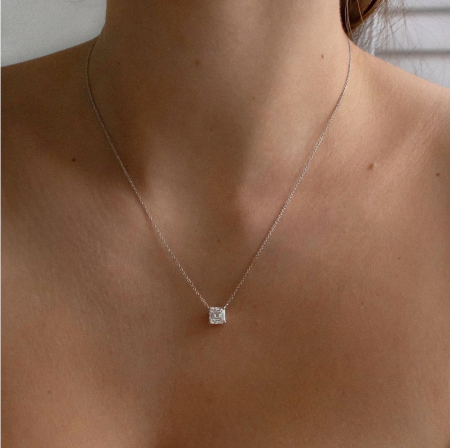 1 CT Moissanite Solitaire Asscher Pendant Necklace [5]