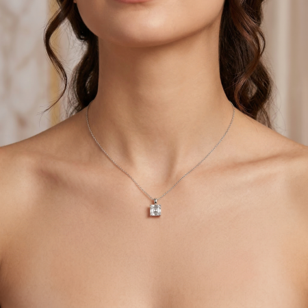 1 CT Moissanite Solitaire Asscher Pendant Necklace [5]