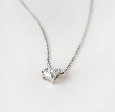 1 CT Moissanite Solitaire Asscher Pendant Necklace [3]