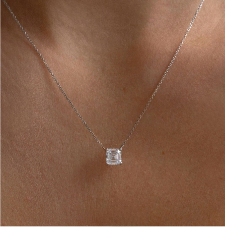 1 CT Moissanite Solitaire Asscher Pendant Necklace [4]