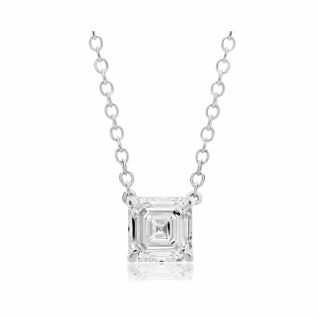 Lanturi - 1 CT Moissanite Solitaire Asscher Pendant Necklace