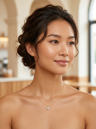 Lant cu pandantiv Solitaire Heart 1 CT [4]