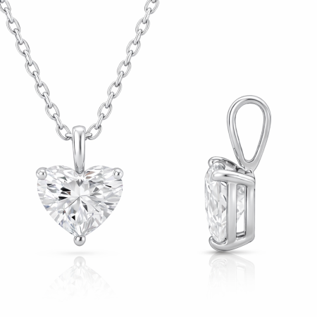 Lant cu pandantiv Solitaire Heart 1 CT [2]