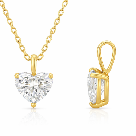 Lant cu pandantiv Solitaire Heart 1 CT [3]