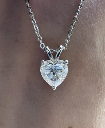 Lant cu pandantiv Solitaire Heart 1 CT [6]