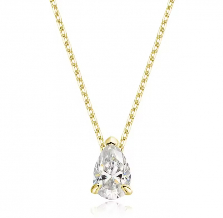 Lant cu pandantiv Solitaire Pear 1 CT [1]