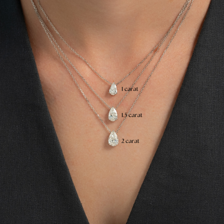 Lant cu pandantiv Solitaire Pear 1 CT [5]