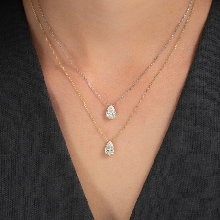 Lant cu pandantiv Solitaire Pear 1 CT [6]