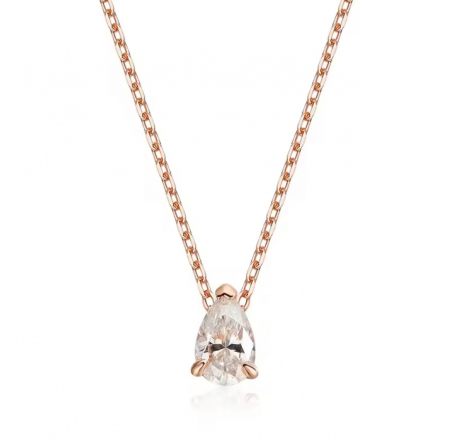 Lant cu pandantiv Solitaire Pear 1 CT [2]