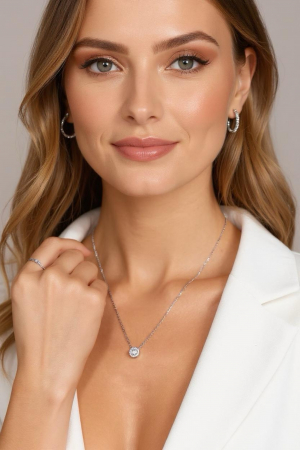 Lant si pandantiv Angelic Moissanite Halo [2]