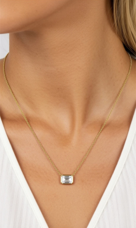 Bezel Emerald 1 CT Chain and Pendant [8]