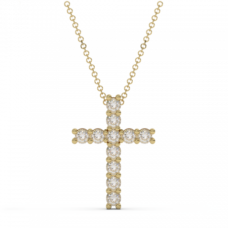 Lant si pandantiv Cruce cu Moissanite de 1 CT [2]